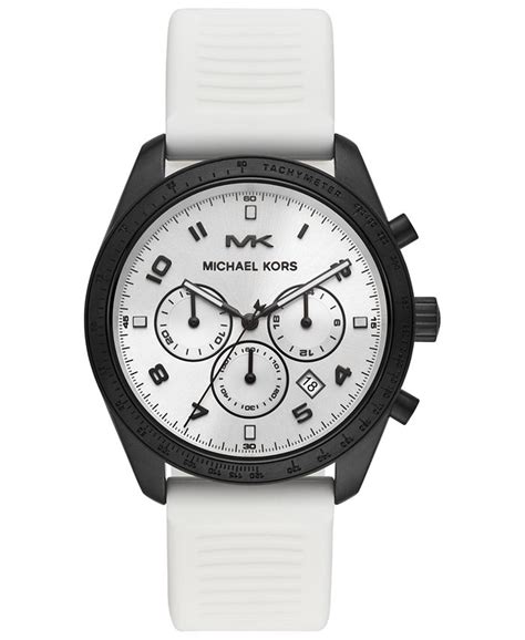 michael kors keaton white silicone chronograph watch|Men's Chronograph Keaton White Silicone Strap Watch 43mm.